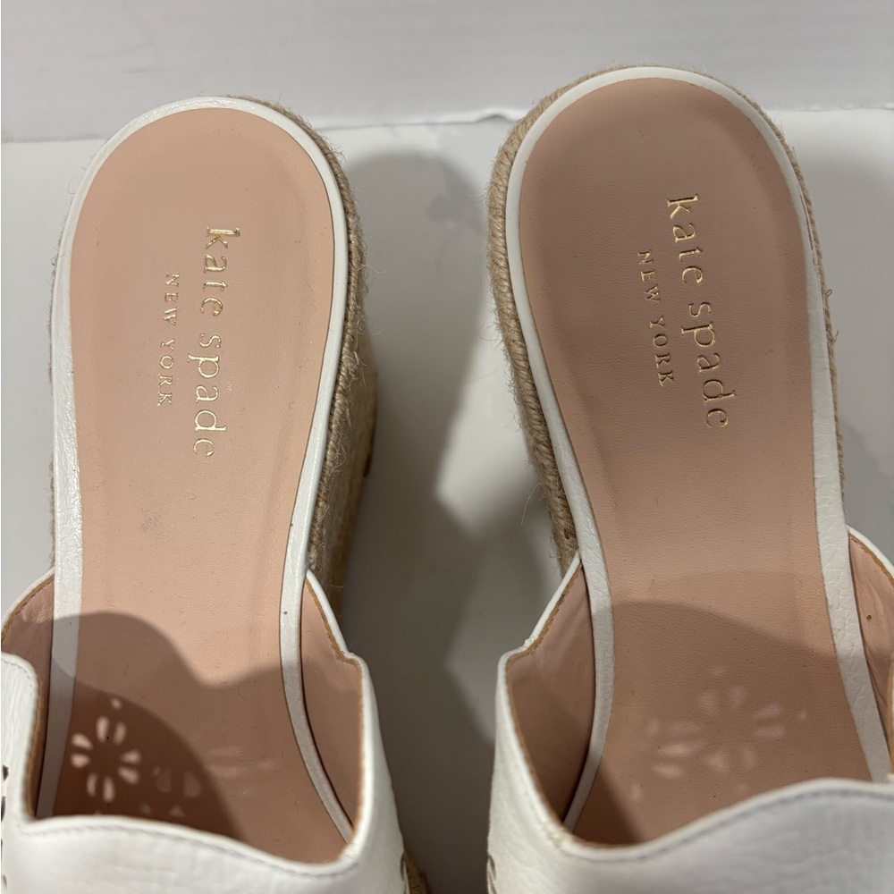 Kate Spade New York Tenley Espadrille Wedge Sandals Laser Cut White Size 8.5 - Picture 8 of 8